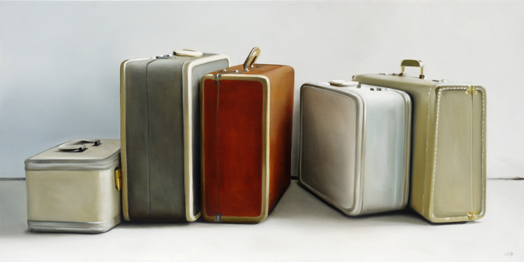 Oil Painting of Vintage Luggage