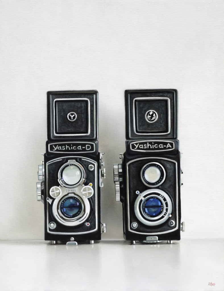 Two Yashica Cameras Oil Painting by Christopher Stott