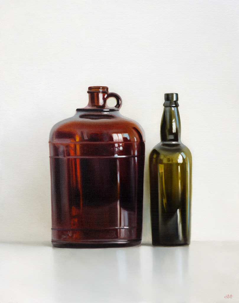 Two Vintage Bottles Oil Painting by Christopher Stott