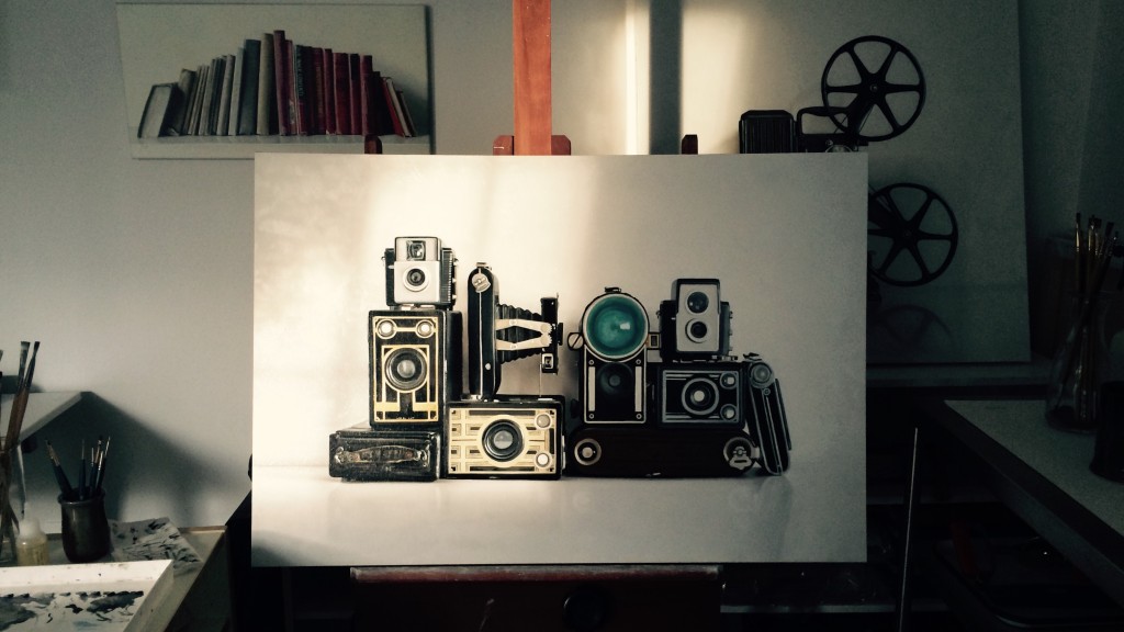 Vintage Camera Painting in Progress