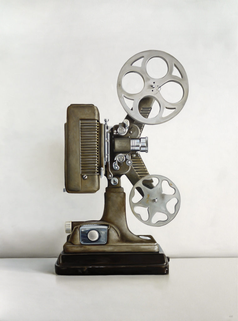Revere 16MM Film Projector Oil Painting by Christopher Stott