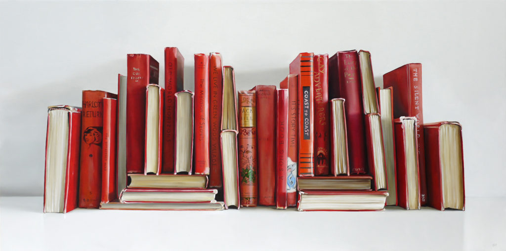 Red Books Painting by Christopher Stott