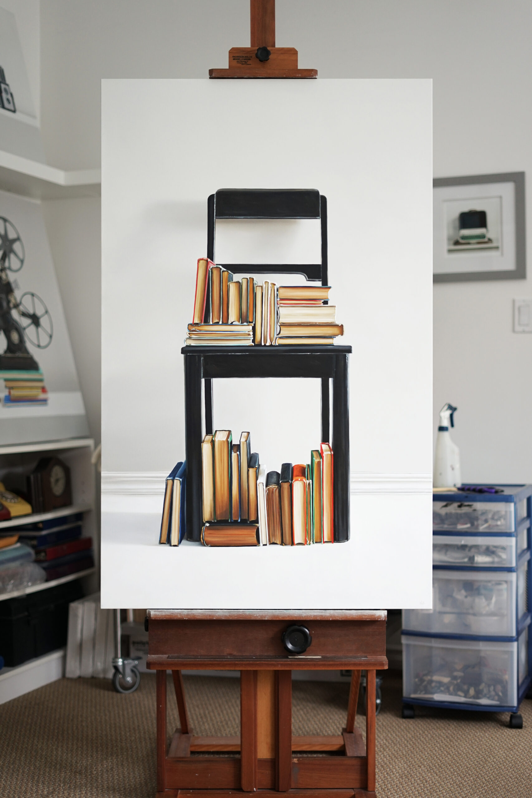 Chair and Books Two Painting by Christopher Stott